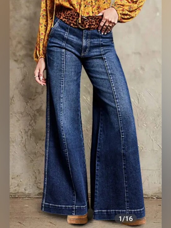 Flamingals Denim - Flamingals Front Seam Detail Wide Leg Janes NWT Small